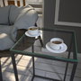 Hanah Home Mesa Auxiliar Antracita con Tapa de Cristal y Patas Metálicas, 35x62x35 cm